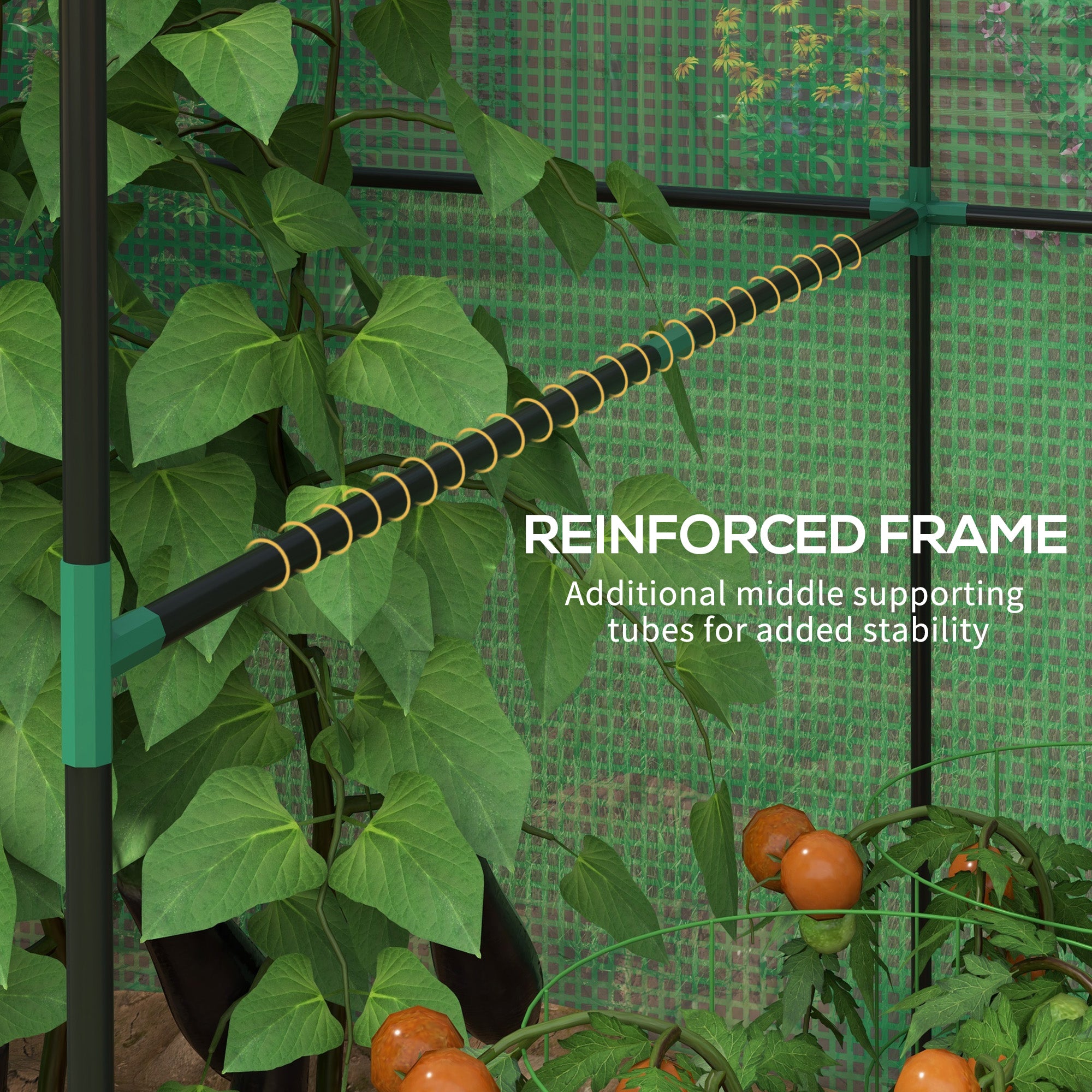 Outsunny Greenhouse, Walk-in Garden Grow House with Roll-up Door and Mesh Windows, 200 x 140 x 200cm, Green - anydaydirect