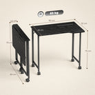 HOMCOM Folding Small Desk on Wheels - Black Wood Effect - anydaydirect