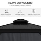 Outsunny 3.65 x 3m Aluminium Hardtop Gazebo, with Accessories - Dark Grey - anydaydirect
