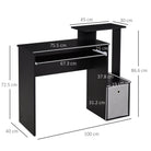 HOMCOM Computer Desk with Sliding Keyboard Tray Storage Drawer Shelf Home Office Workstation Black - anydaydirect