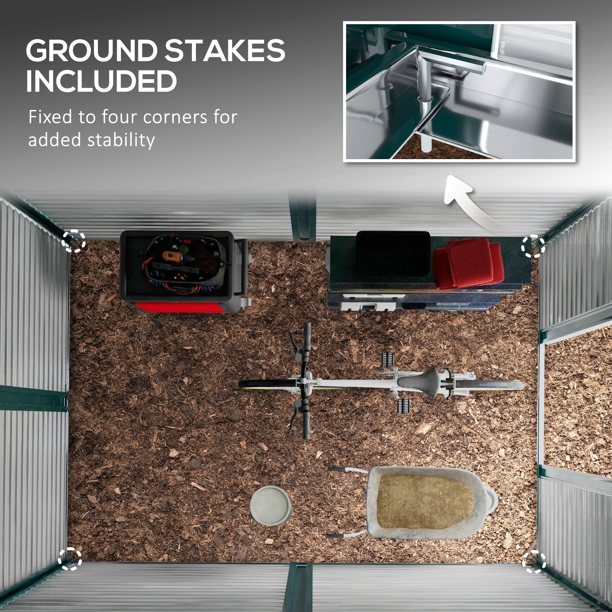 Outsunny 9FT x 6FT Galvanized Metal Garden Shed, Outdoor Storage Shed with Sloped Roof, Lockable Door, Tool Storage Shed for Backyard, Patio, White - anydaydirect