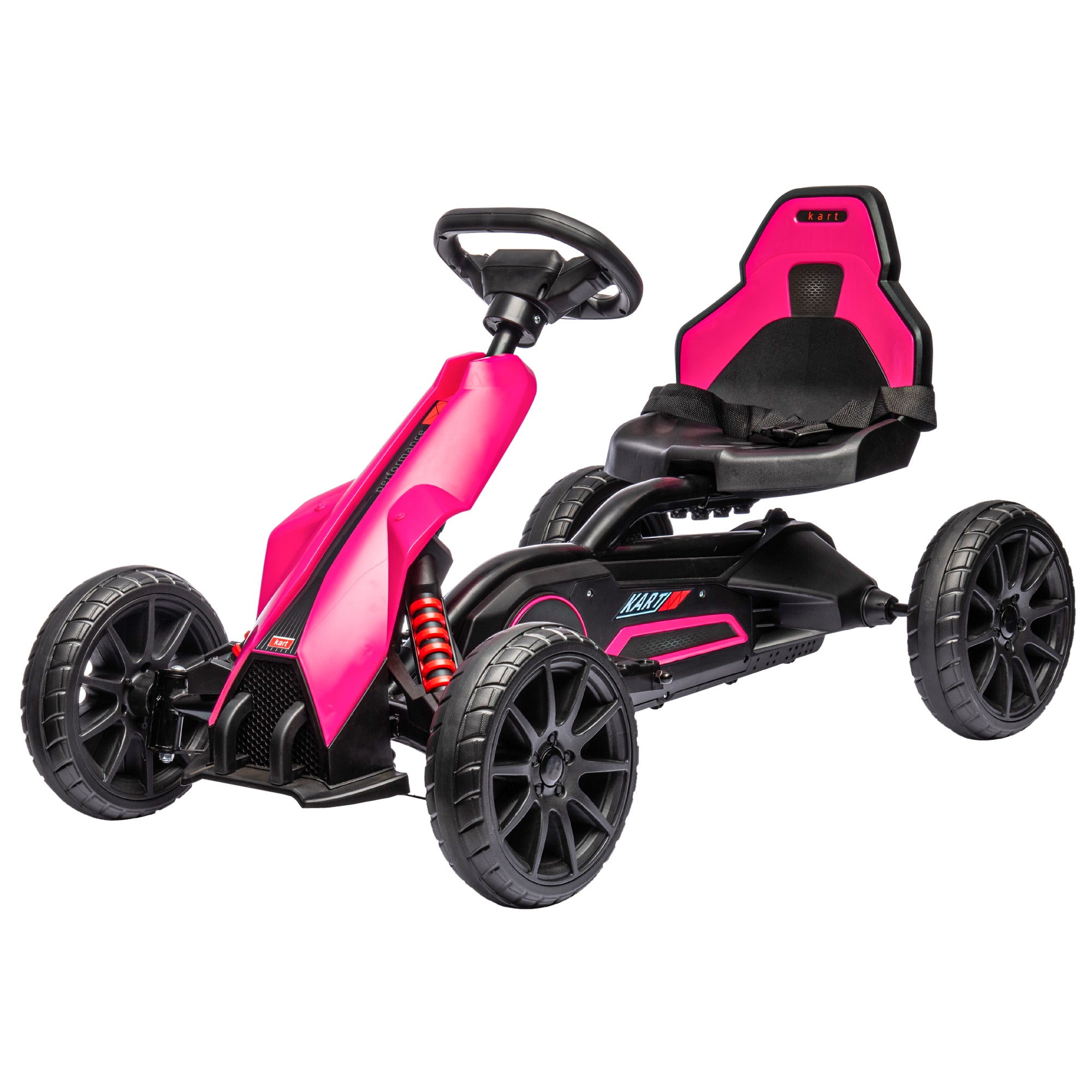 HOMCOM 12V Electric Go Kart for Kids, Ride-On Racing Go Kart w/ Forward Reversing, Rechargeable Battery, 2 Speeds, for Kids Aged 3-8, Pink - anydaydirect