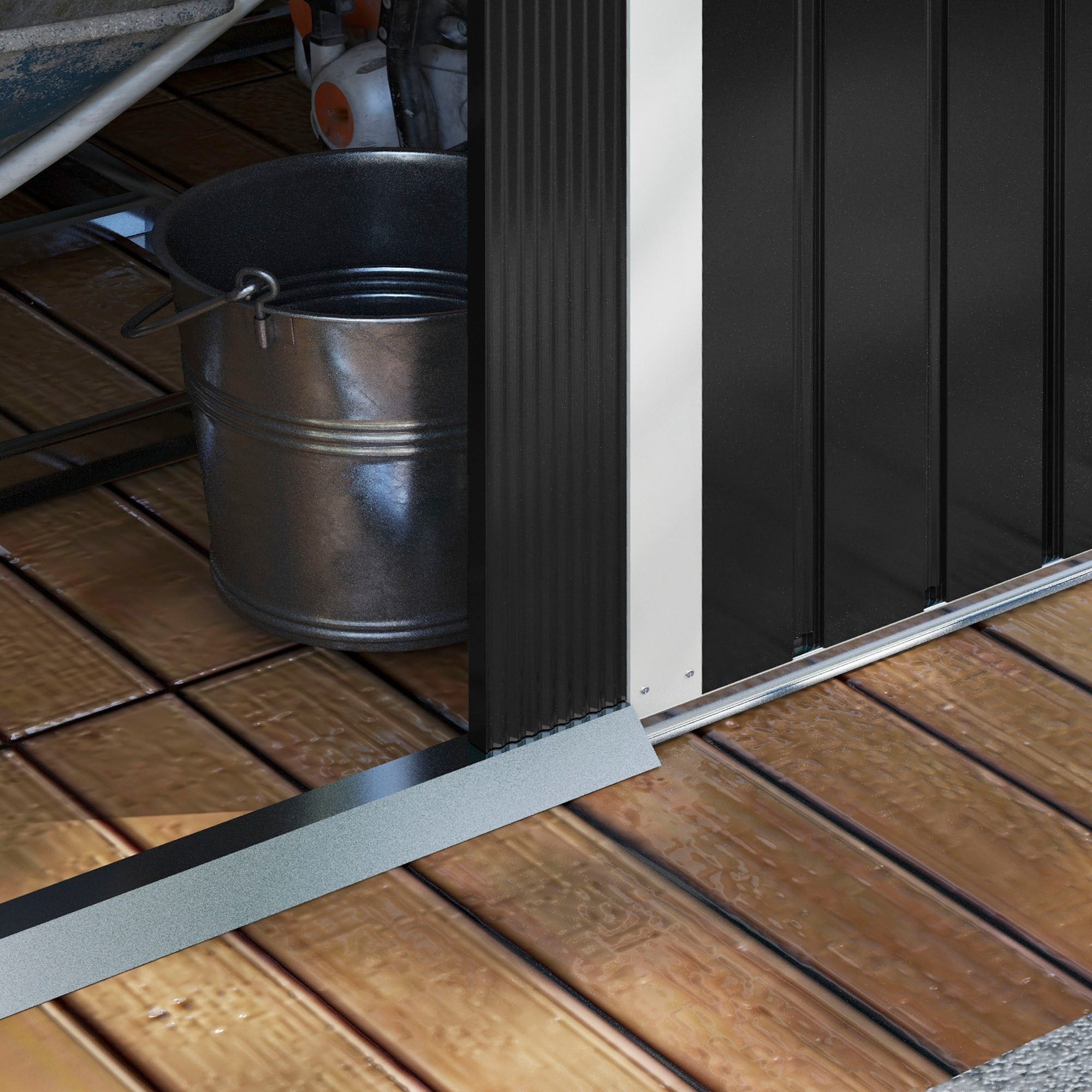 Outsunny 8 x 6ft Garden Storage Shed Double Door Ventilation Windows Sloped Roof Outdoor Equipment Tool, Grey - anydaydirect