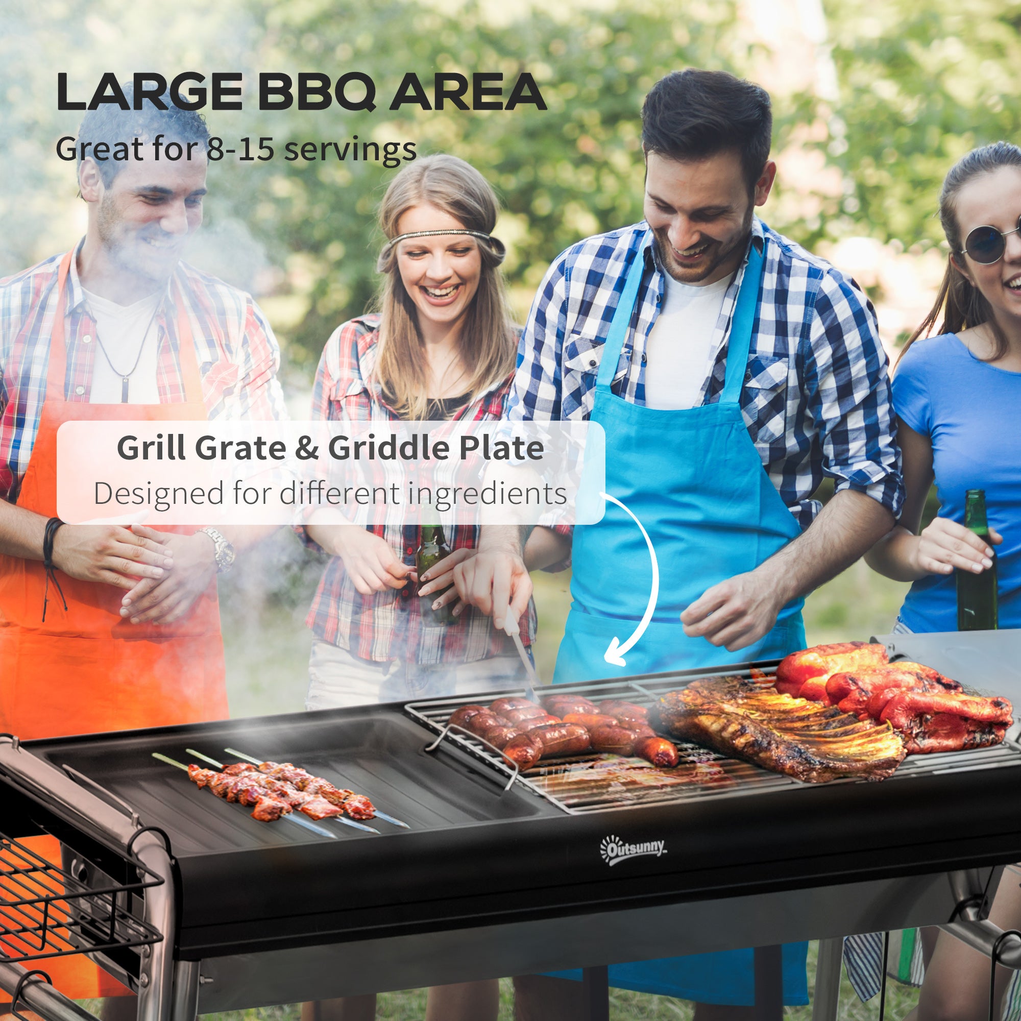Outsunny Charcoal BBQ Grill - Black - anydaydirect