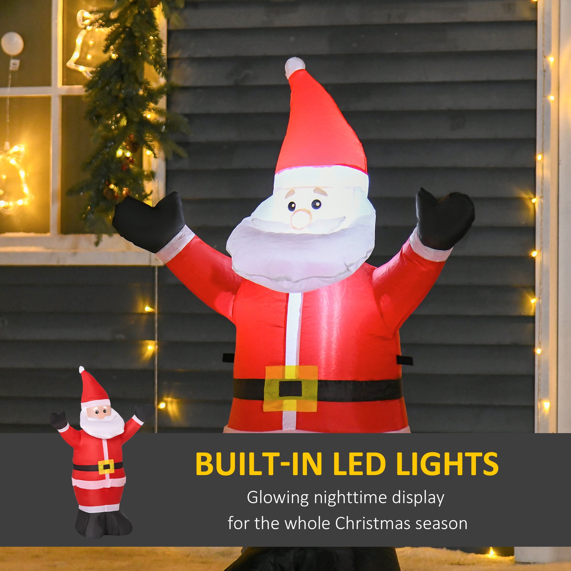 HOMCOM Inflatable 1.2m Santa Claus - anydaydirect