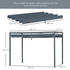 Outsunny Pergola Roof, Retractable Sun Shade Cover for 2.85 x 2m Pergola, UV30+ Protected, Dark Grey - anydaydirect