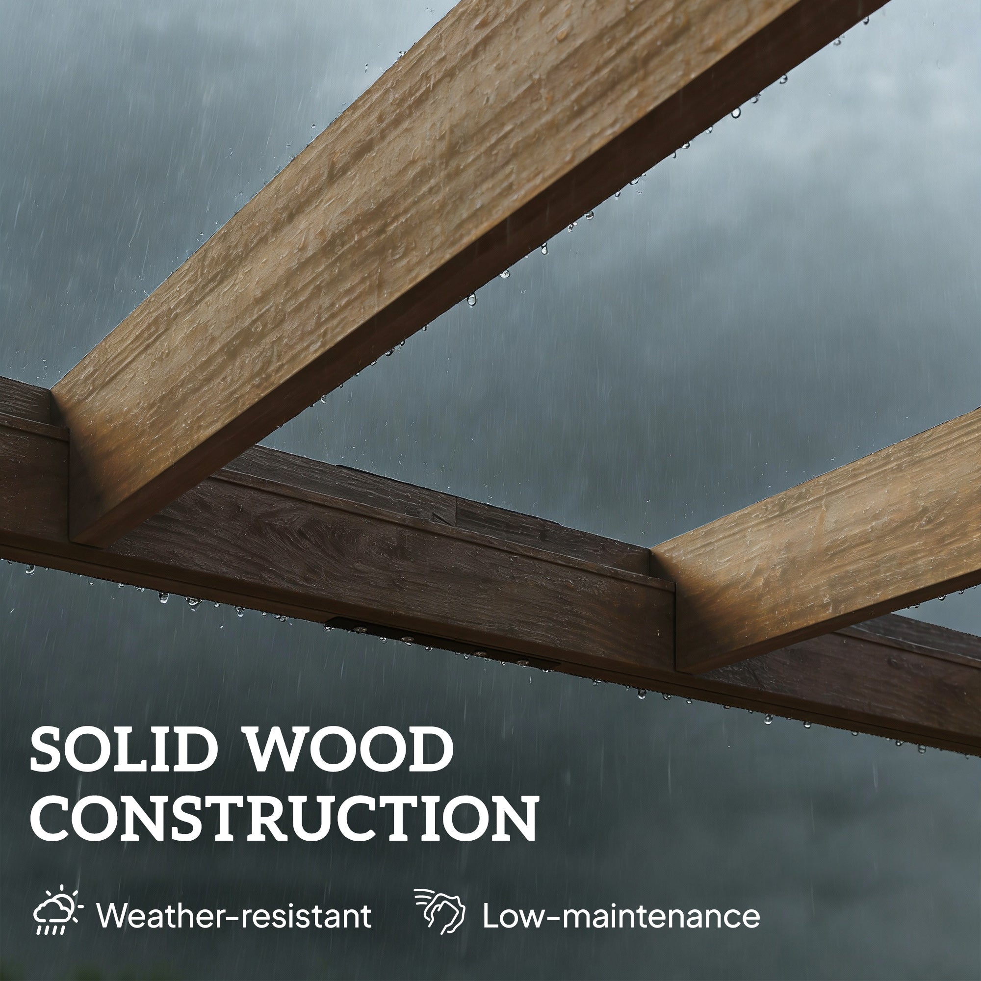 Outsunny Lean-To Wooden Pergola Kit, Decorative Garden Gazebo with Stable Structure and Concrete Anchors, 3 x 3 m, Light Brown - anydaydirect