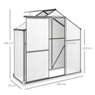 Outsunny 6 x 2.5ft Polycarbonate Greenhouse Walk-In Green House with Rain Gutter, Sliding Door, Window, Foundation, Dark Grey - anydaydirect