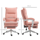 Vinsetto Vibration Massage Office Chair with Heat, Ergonomic Computer Desk Chairs, Faux Leather Desk Chair with Footrest, Armrest and Reclining Backrest, Pink - anydaydirect