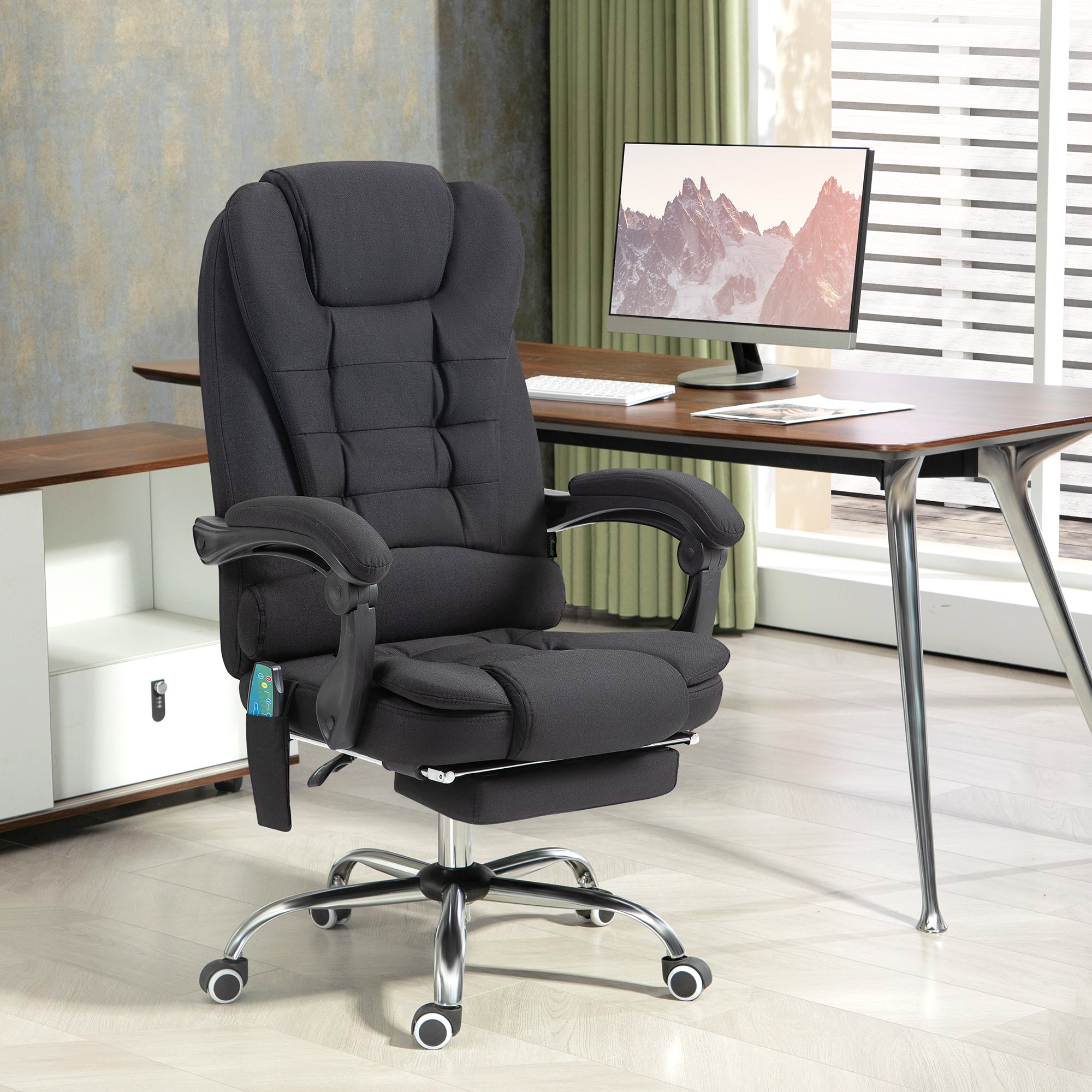 Vinsetto Six-Point Massage and Heated Office Chair - Black - anydaydirect