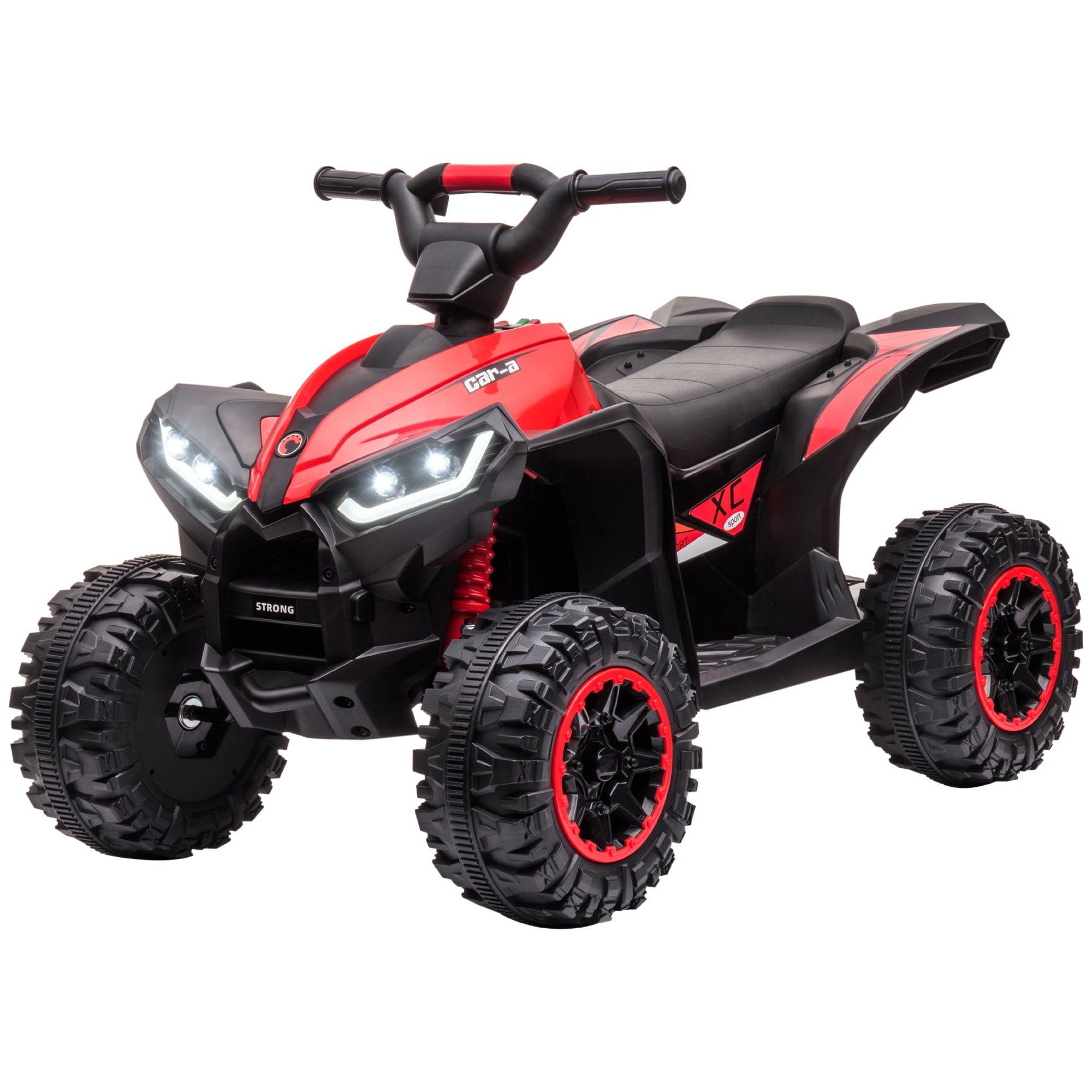HOMCOM 12V Ride-On Quad Bike w/ Music, Horn, for Ages 3-5 Years - Red - anydaydirect