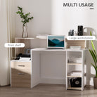 HOMCOM Computer Desk with Drawers and Storage Shelves, Reception Desk, Study Workstation for Home Office, 137 x 55 x 92cm, Oak and White - anydaydirect