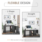 HOMCOM L-Shaped Computer Desk with Storage Compartments, Drawer and Cabinet, Laptop PC Corner Table, Home Office Workstation, 120 x 115 x 76cm, Black - anydaydirect