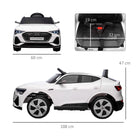 HOMCOM 12V Kids Electric Ride-On Car, with Remote Control, Lights, Music, Horn - White - anydaydirect