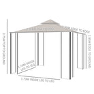 Outsunny 3 x 3(m) Garden Gazebo Patio Party Tent Shelter Outdoor Canopy Double Tier Sun Shade Metal Frame Netting Beige - anydaydirect