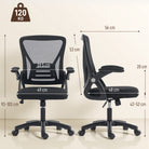 HOMCOM Office Chair, Mesh Desk Chair with Flip-up Armrests, Lumbar Support, Adjustable Height, Black - anydaydirect