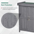 Outsunny Wooden Garden Storage Shed Tool Cabinet Organiser with Shelves, Two Doors,74 x 43 x 88cm, Grey - anydaydirect