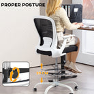 HOMCOM Draughtsman Chair, Mesh Drafting Chair, Ergonomic Office Chair with Flip-up Armrest, Adjustable Foot Ring, Black White - anydaydirect