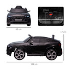 HOMCOM 12V Audi E-tron Licensed Ride On Car, Two Motors Battery Powered Toy with Remote Control, Lights, Music, Horn, Black - anydaydirect