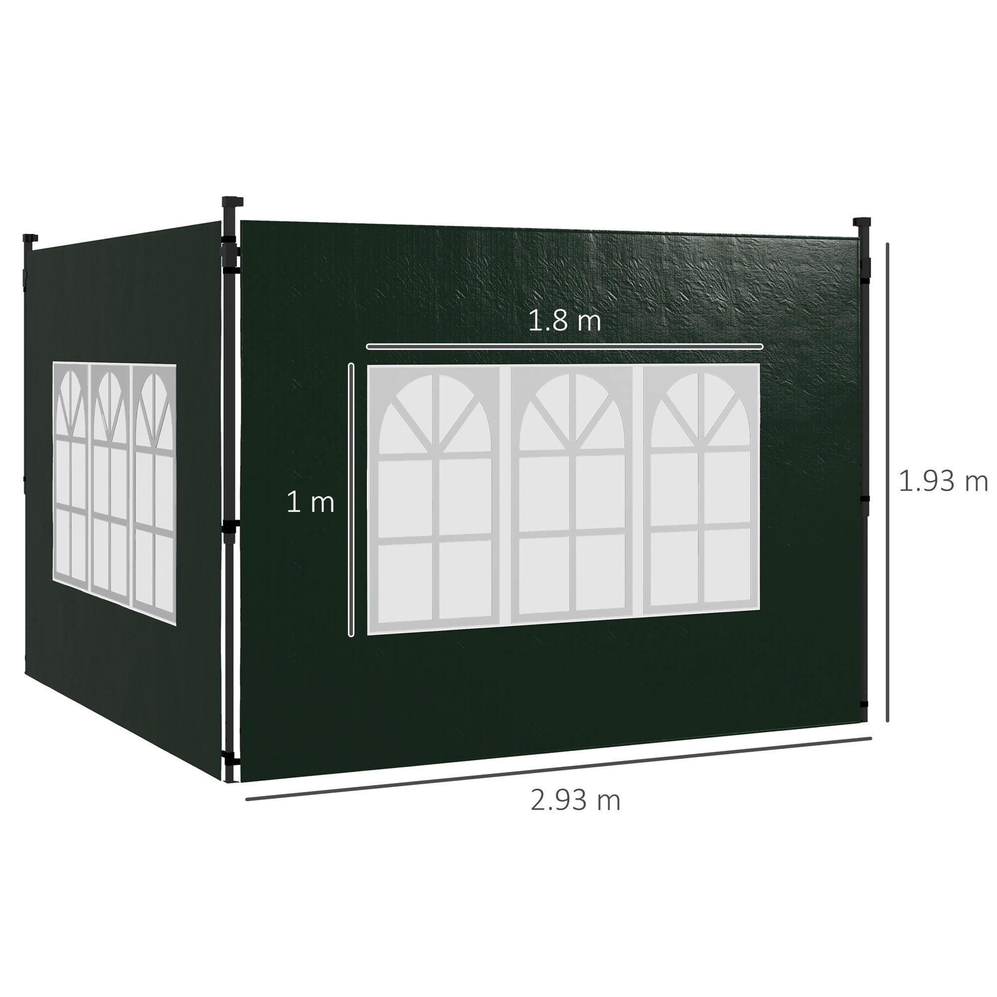 Outsunny Set of Two 3 x 3m Gazebo Frame Replacement Walls - Green - anydaydirect