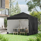Outsunny 3 x 3 (M) Pop Up Gazebo Event Shelter, Height Adjustable Party Tent with 3 Sidewalls, Weight Bags and Wheeled Bag - anydaydirect