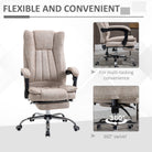 Vinsetto Home Office Chair Microfibre Desk Chair with Reclining Function Armrests Swivel Wheels Footrest Beige - anydaydirect