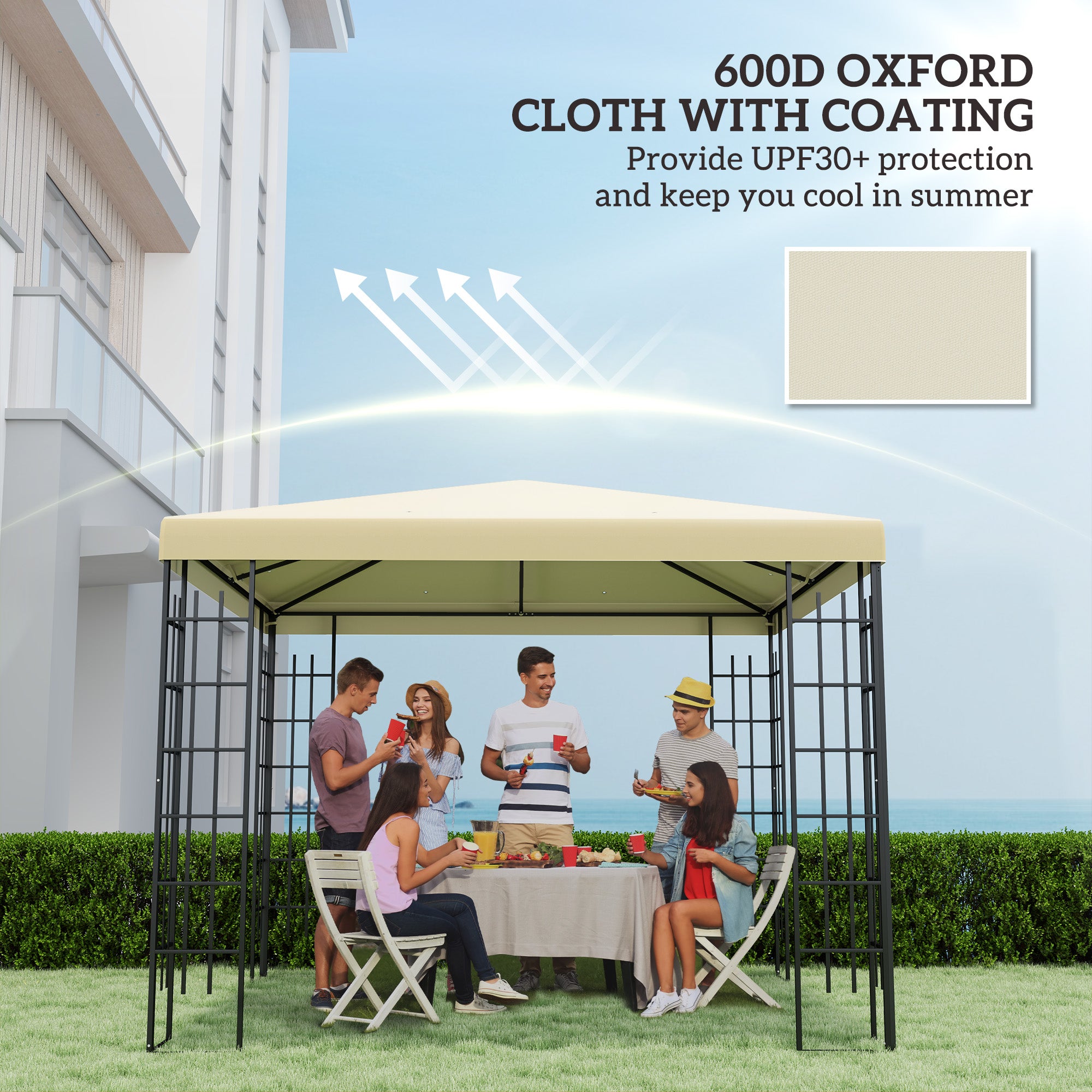 Outsunny 3 x 3(m) Gazebo Frame Replacement - Cream - anydaydirect