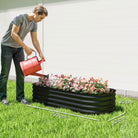 Outsunny Galvanised Raised Garden Bed, Metal Planter Box with Safety Edging, for Flowers, Herbs, Succulents, Black - anydaydirect