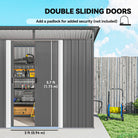 Outsunny 9ft x 6.5ft Garden Storage Shed with Top Window, Metal Outdoor Shed Tool House with Double Doors, Light Grey - anydaydirect
