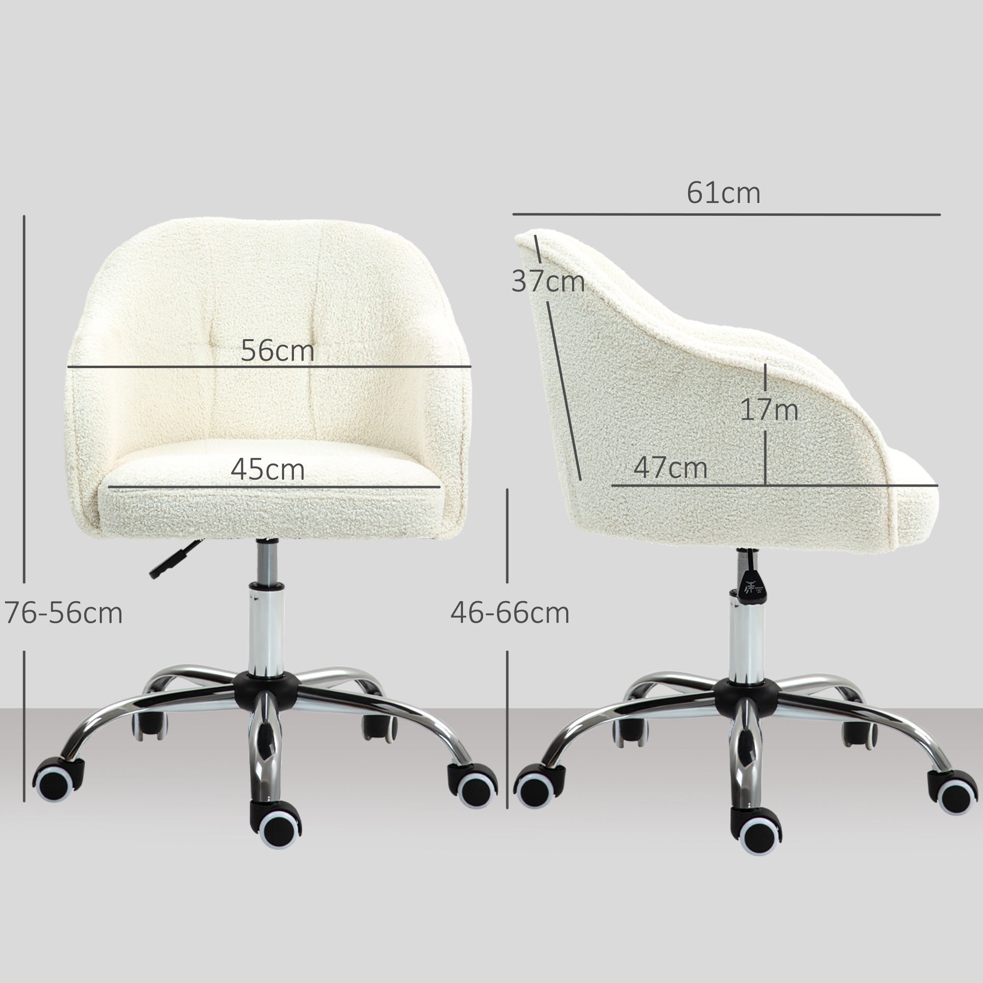 HOMCOM Teddy Fleece Swivel Office Chair - Cream - anydaydirect