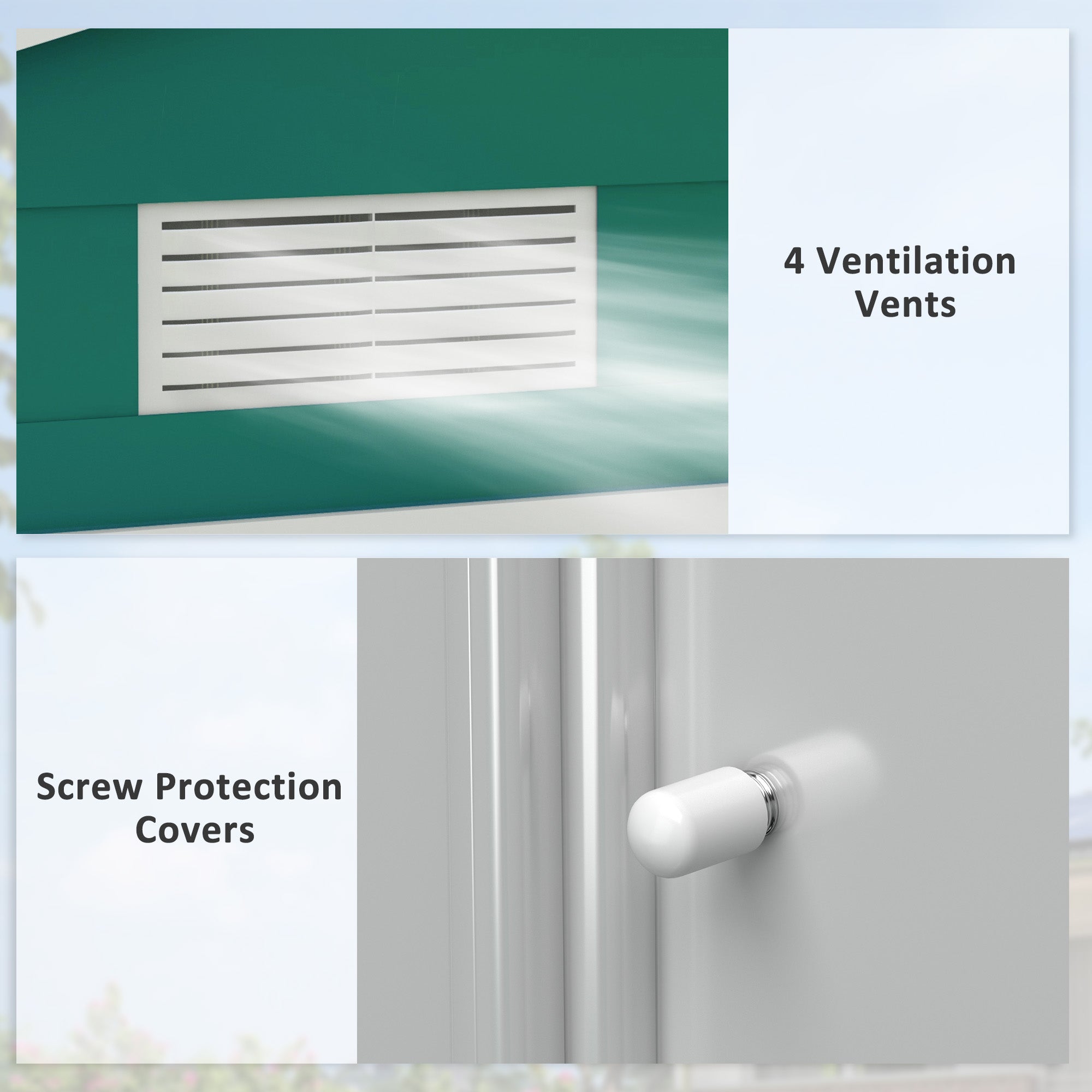 Outsunny 7ft x 4ft Lockable Garden Shed Large Patio Roofed Tool Metal Storage Building Foundation Sheds Box Outdoor Furniture, Green - anydaydirect