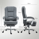 HOMCOM Executive Office Chair with 8-point Massage and Heat, Fabric Computer Desk Chair with Reclining Backrest, High Back, Height Adjustable, Swivel Wheels, Footrest, Remote, for Home, Grey - anydaydirect