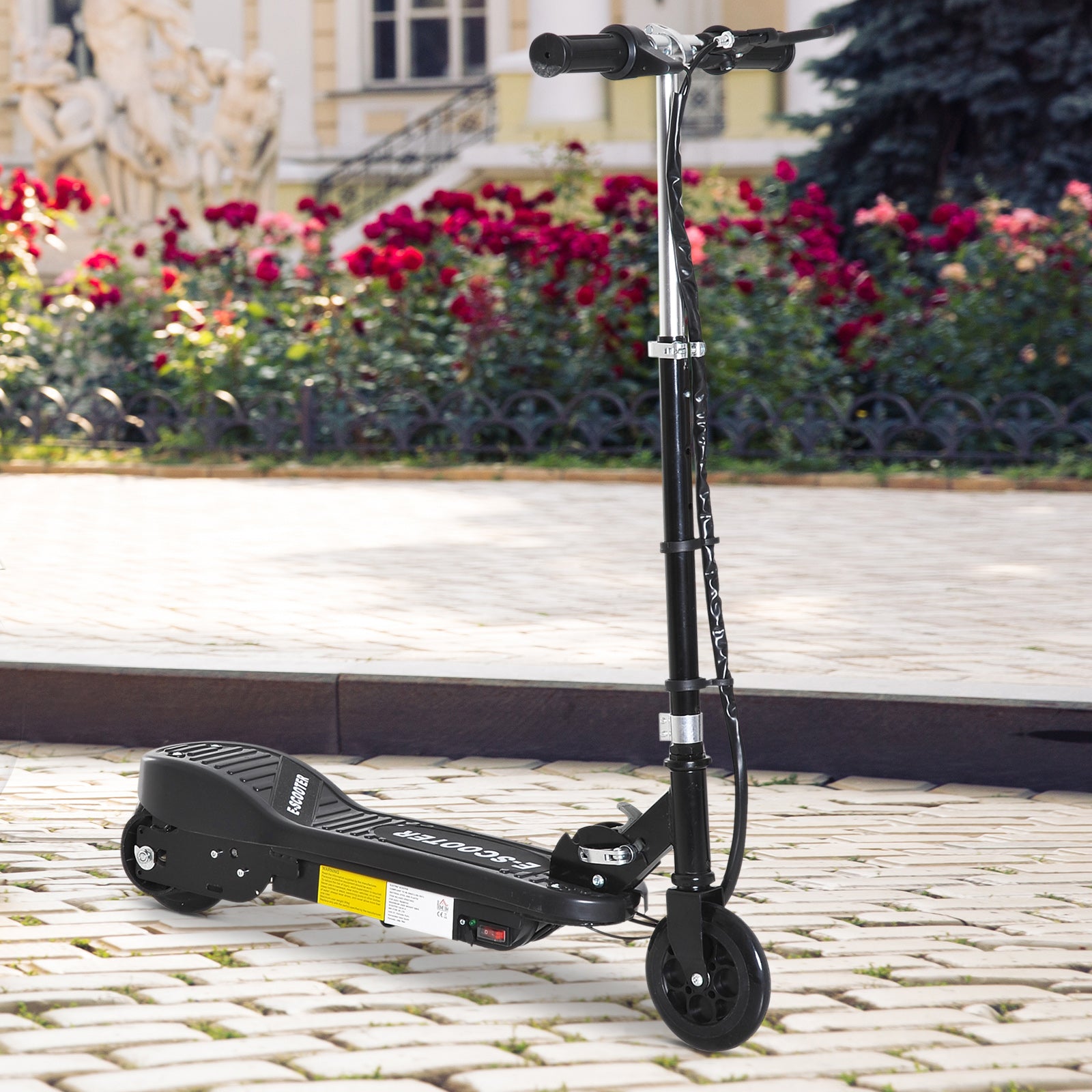 HOMCOM Kids Folding Electric Bike Children E Scooter Ride on Toy 2x12V Recharge Battery 120W Adjustable Height Suitable for 7-14 yrs Black - anydaydirect
