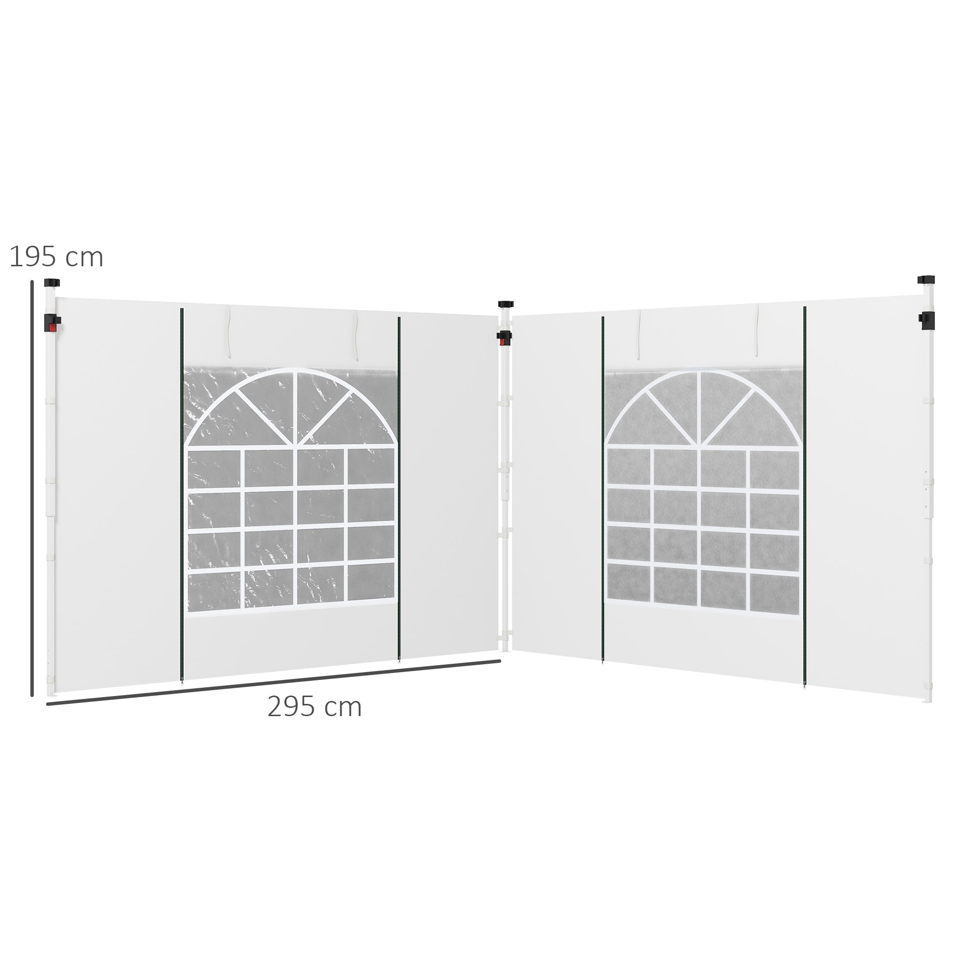 Outsunny Gazebo Side Panels, 2 Pack Sides Replacement, for 3x3(m) or 3x6m Pop Up Gazebo, with Windows and Doors, White - anydaydirect