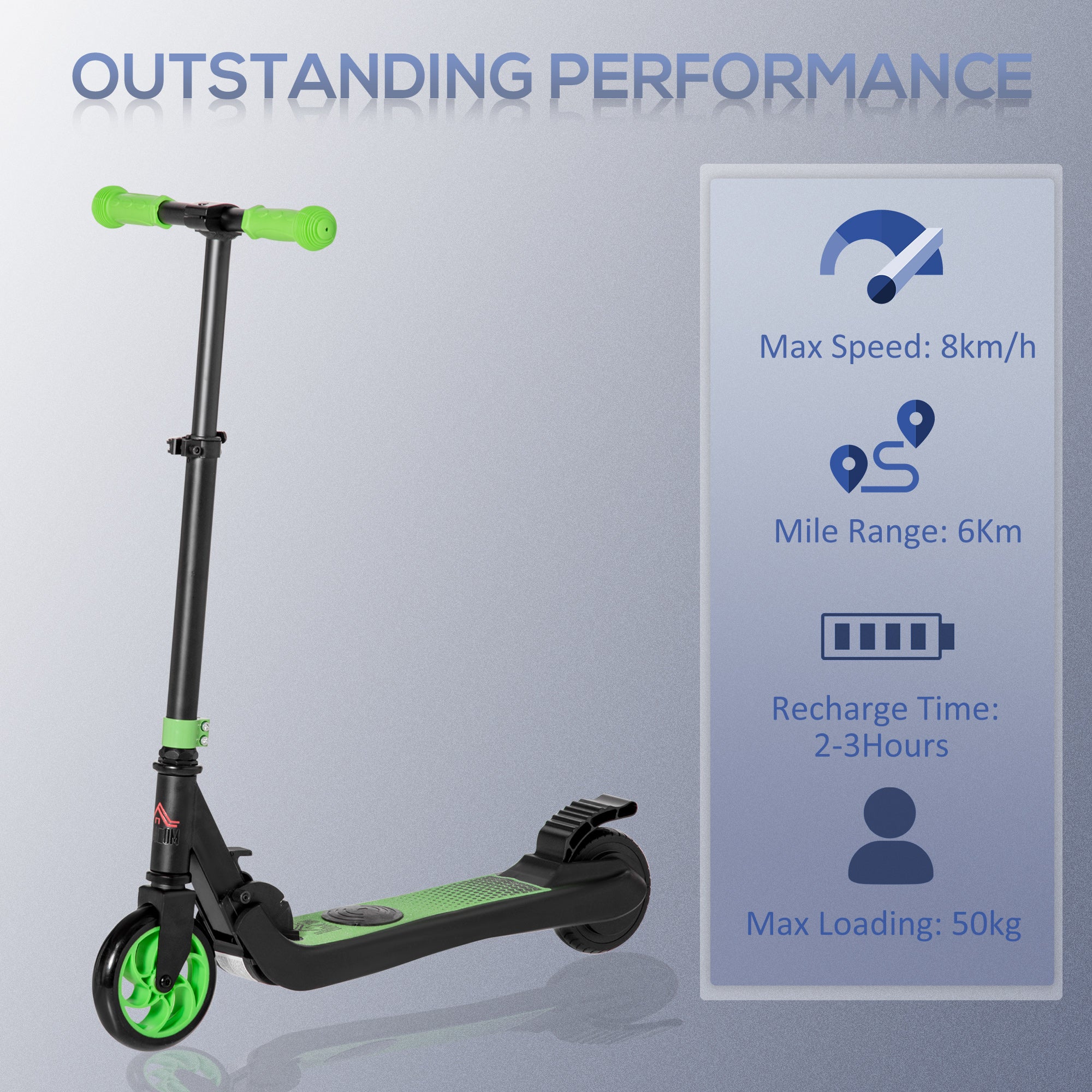 HOMCOM Folding Electric Scooter Adult E Scooter, 120W, with Rear Wheel Brake, 8km/h Maximum Speed, for Ages 6+ Years Old, Green - anydaydirect