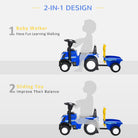 HOMCOM NEW HOLLAND Licensed Toddler Slider Car: Foot-to-Floor with Horn, Large Steering Wheel & Storage, for 12-36 Months, Azure - anydaydirect