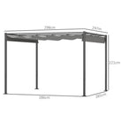 Outsunny 3 x 3(m) Garden Pergola with Retractable Roof and Magnetic Fixture, Outdoor Gazebo Pergola Kit Sun Shade Canopy, UPF30+, Grey - anydaydirect