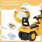 HOMCOM 2 in 1 Kids Ride On Tractor Pull Cart with Bucket, Under Seat Storage, Horn, High Backrest, for 1.5-4 Years Old, Yellow - anydaydirect