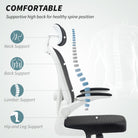 HOMCOM Executive Office Chair, Ergonomic Mesh High Back Desk Chair with Flip-up Armrest, Rotatable Headrest, Adjustable Lumbar Support for Home Study, Black - anydaydirect