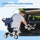 HOMCOM Metal Frame 4 in 1 Baby Push Tricycle with Parent Handle for 1-5 Years Old, Dark Blue - anydaydirect