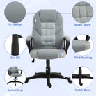 HOMCOM Faux Leather Office Chair - Grey - anydaydirect