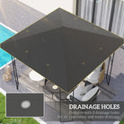 Outsunny 3 x 3(m) Gazebo Canopy Replacement Cover, Garden Gazebo Roof Replacement with Drain Holes, Water Resistant PVC Coating, 370g/?, UPF30+, TOP COVER ONLY, Grey - anydaydirect