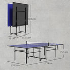 SPORTNOW 9FT Folding Table Tennis Table with Four Wheels, for Indoor Use, Blue - anydaydirect