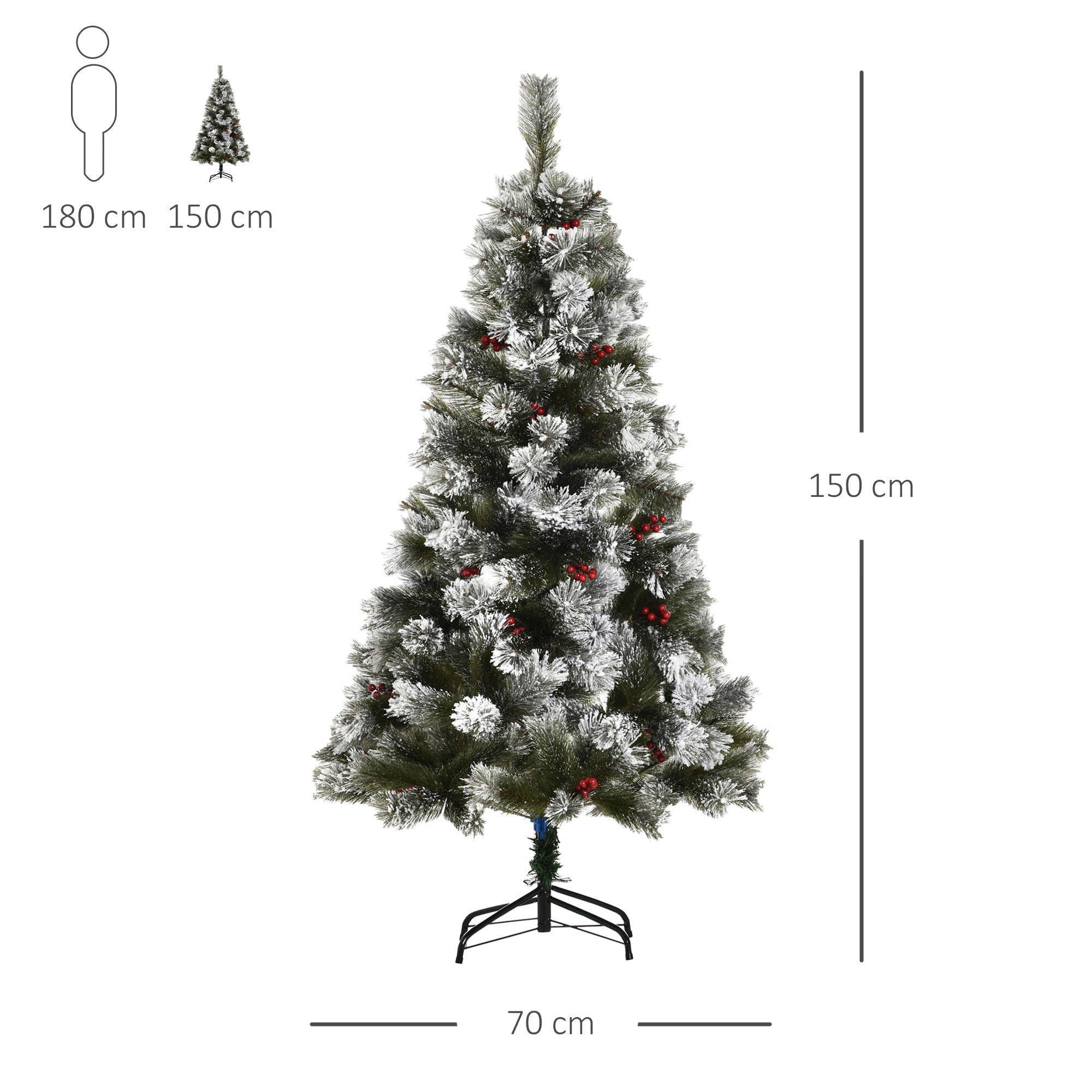 HOMCOM Christmas Tree, 150H cm-Green - anydaydirect