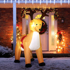 HOMCOM 1.8m Christmas Inflatable Reindeer with LED Lights Xmas Deer Decoration Blow Up Decor for Holiday Outdoor - anydaydirect