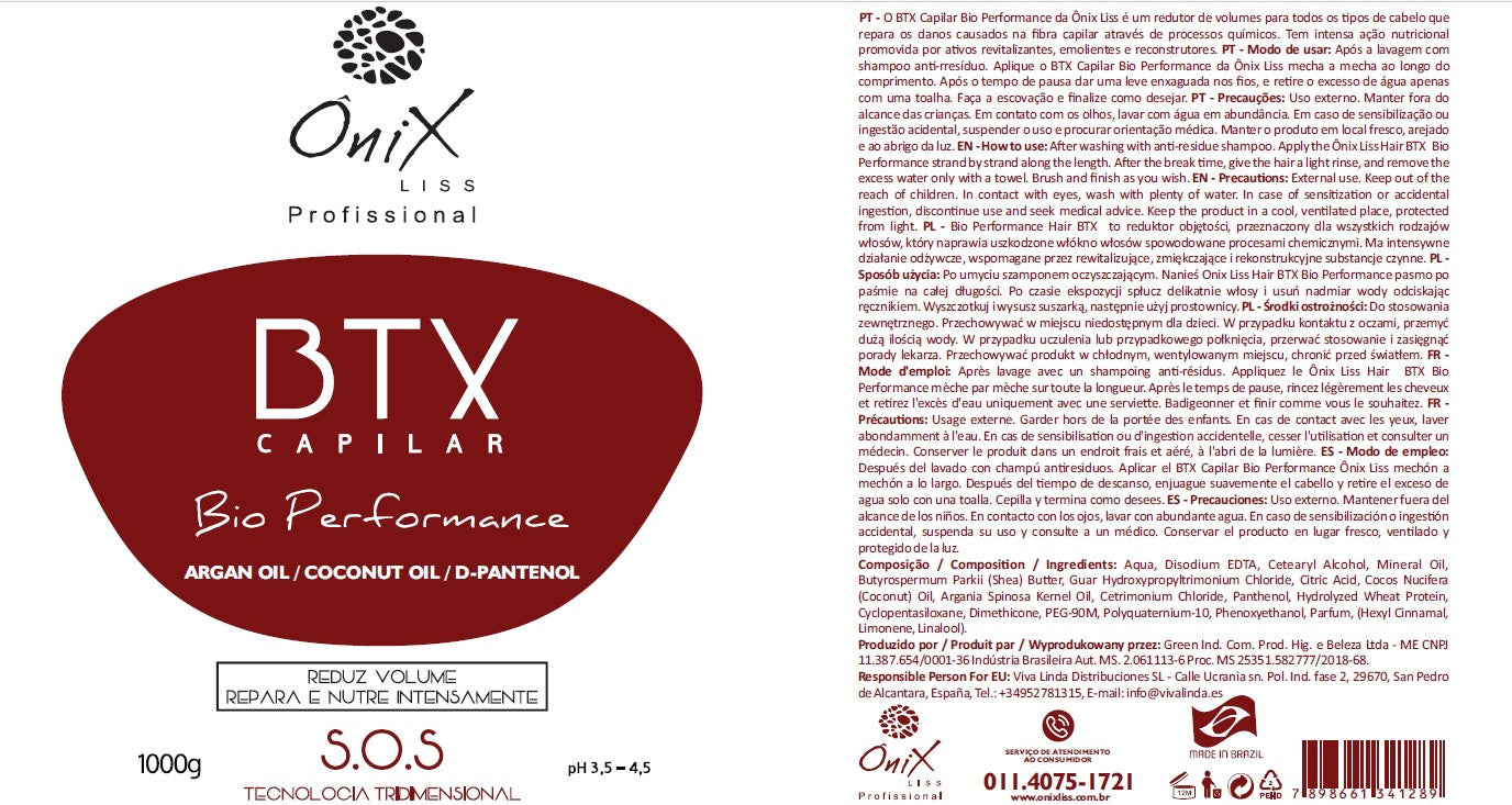 Onix Liss - B T X Capilar Bio Performance Smooth 1Kg - anydaydirect