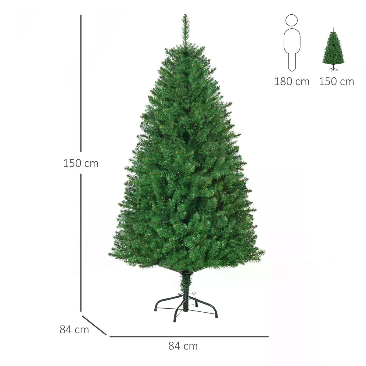 HOMCOM 5ft Prelit Christmas Tree Artificial Tree Warm White LED Light Holiday Home Xmas Decoration, Green - anydaydirect