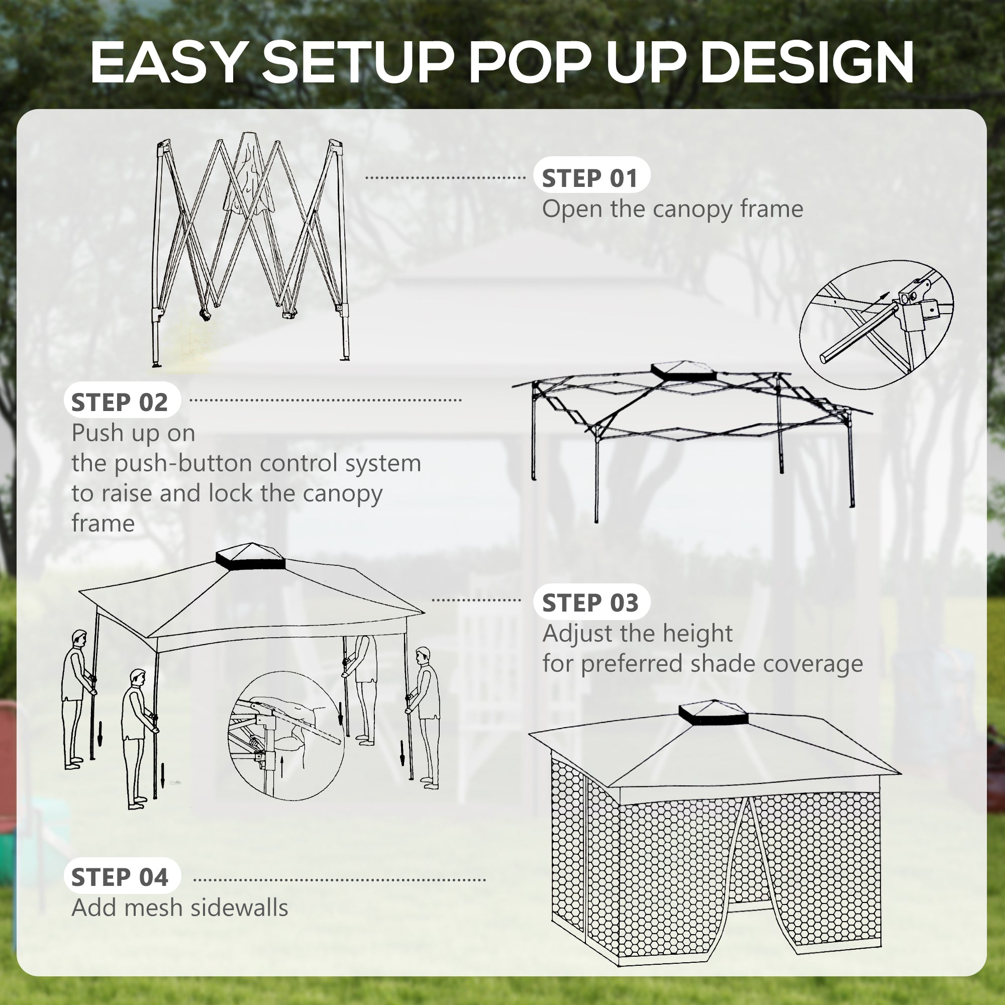 Outsunny 3 x 3(m) Pop Up Gazebo, Double-roof Garden Tent with Netting and Carry Bag, Party Event Shelter for Outdoor Patio, Cream White - anydaydirect