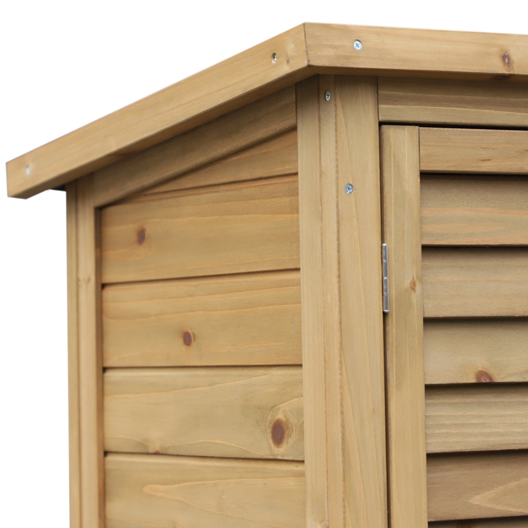 Outsunny Garden Shed Wooden Garden Storage Shed 2 Door Unit Solid Fir Wood Garage Tool Organisation Cabinet, 87L x 46.5W x 96.5Hcm, Grey - anydaydirect