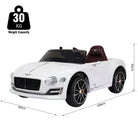 HOMCOM Bentley Kiddie Cruiser: 12V Ride-On with LED Illumination, MP3 Player, Youthful Thrill on Wheels, White - anydaydirect